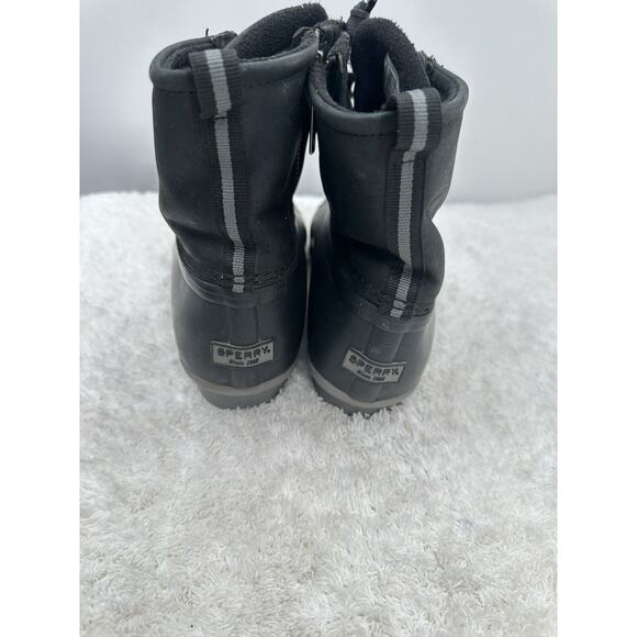 Sperry Boots Womens 10 Saltwater Lace Up Zip Ankle Duck Boot 86423 Black Leather - Picture 11 of 11